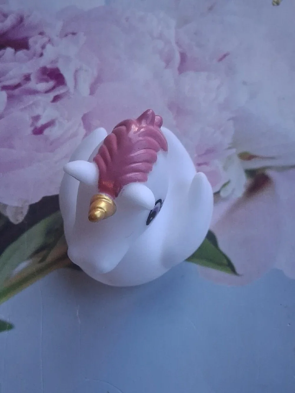 Unicorn Rubber Duck Toy - Pink Mane, Gold Horn